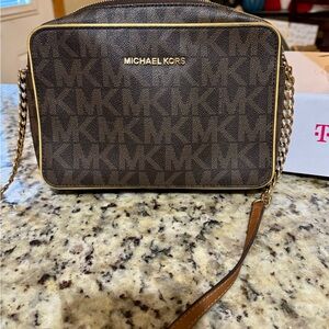Michael Kors Dark Brown Monogram Crossbody